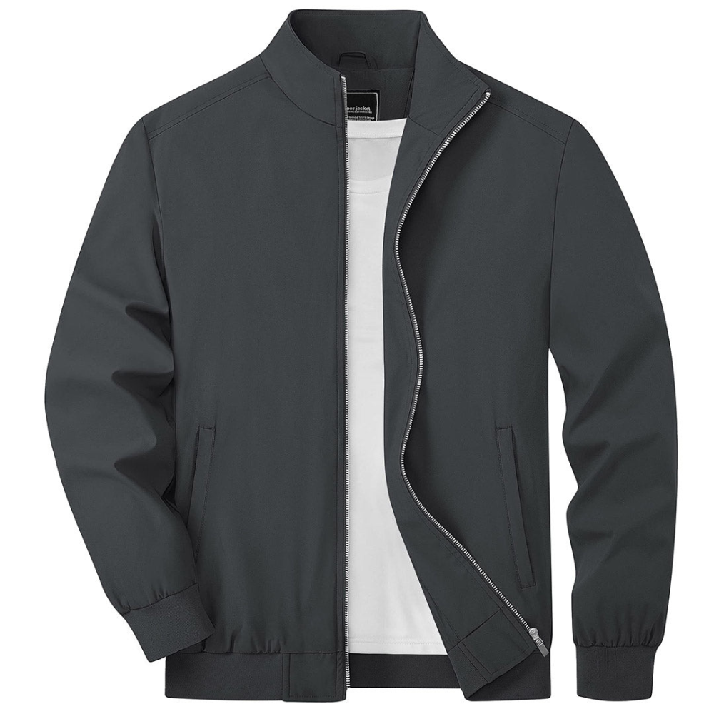 Men's bomber jacket lightweight outerwear - sleek zip-up casual attire