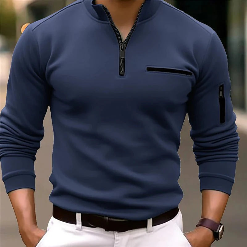 Men's half-zip pullover lightweight casual jumper - stylish everyday wear