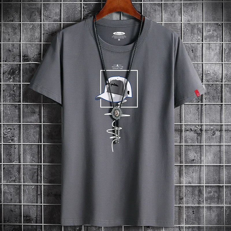 Men's casual t-shirt modern graphic print short sleeve - comfortable everyday tee for relaxed outings