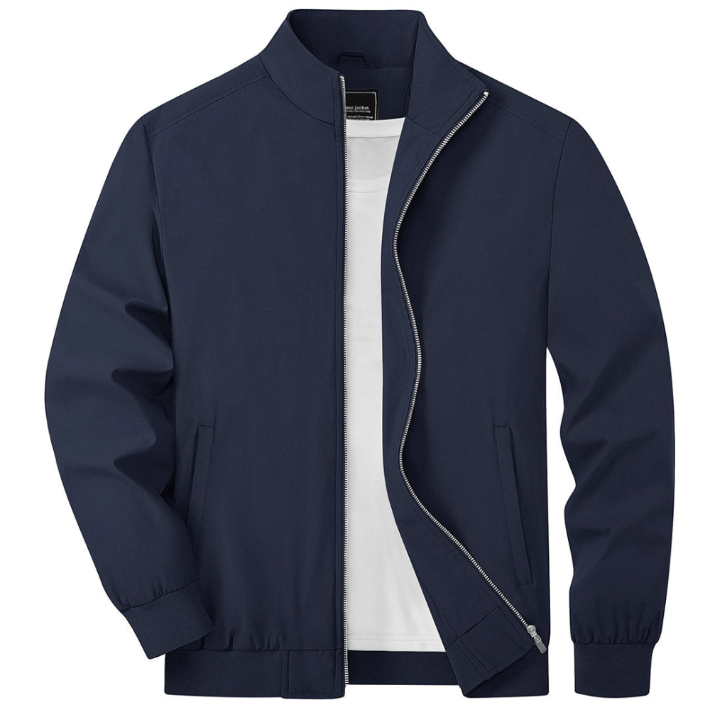 Men's bomber jacket lightweight outerwear - sleek zip-up casual attire