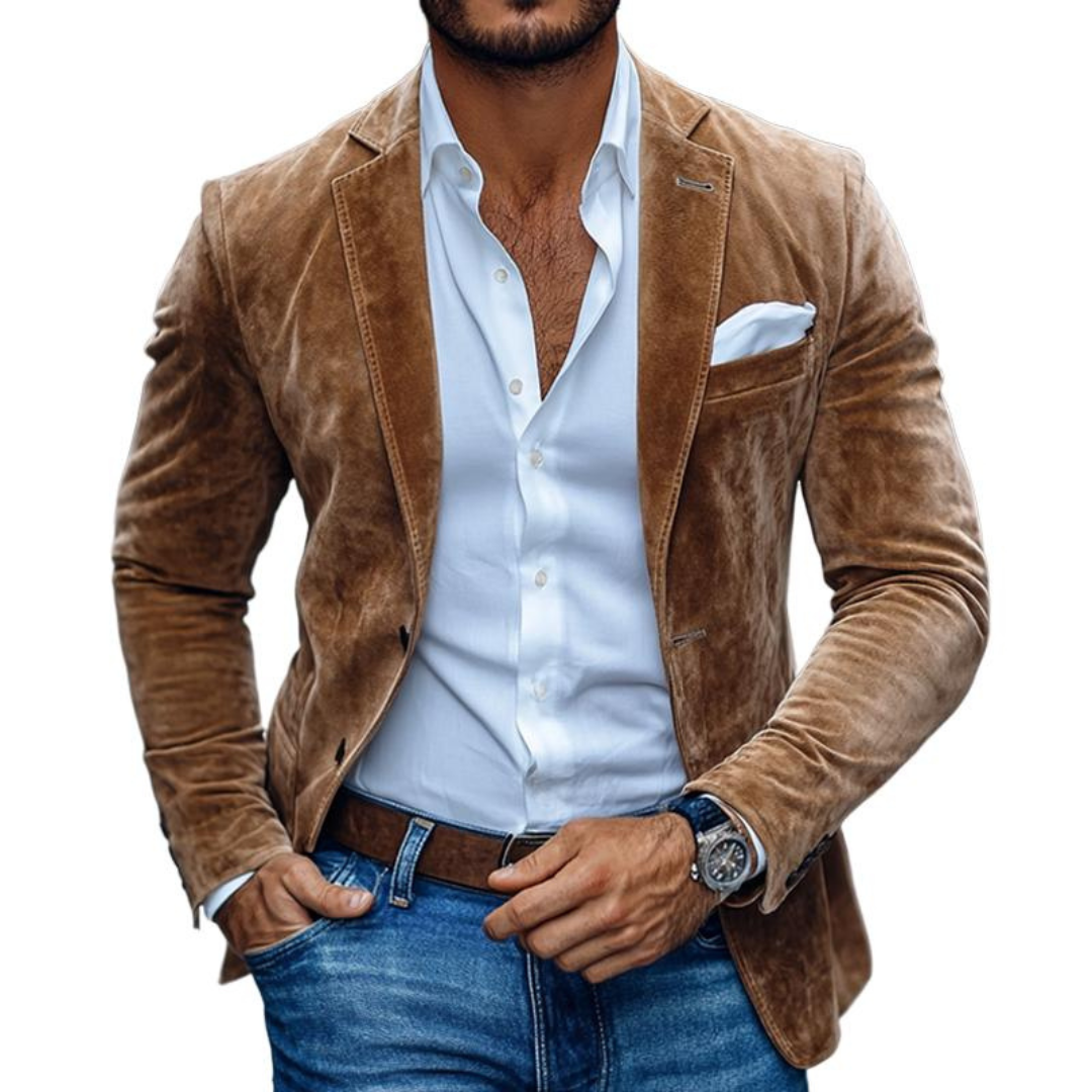 Men's blazer tailored suede maroon evening wear - refined jacket for smart casual occasions