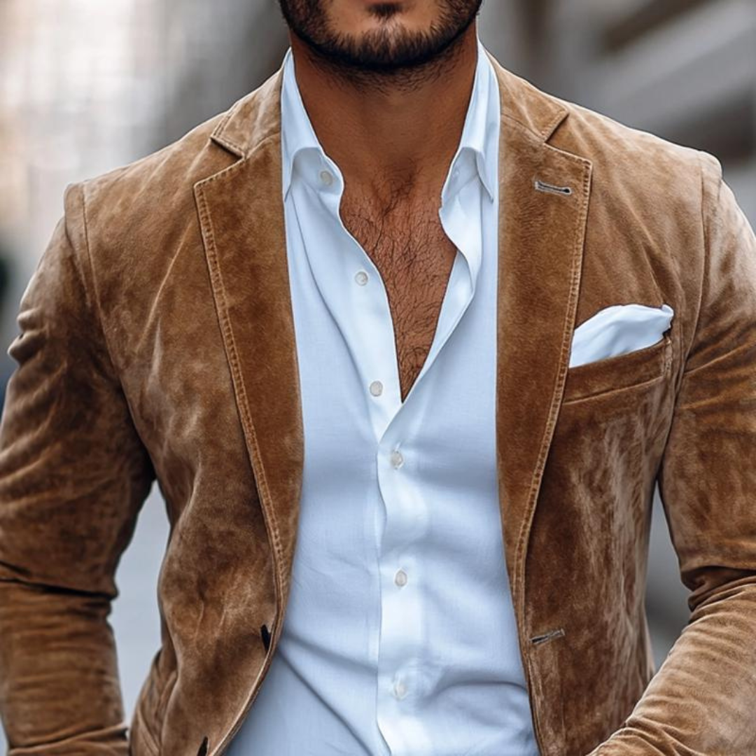 Men's blazer tailored suede maroon evening wear - refined jacket for smart casual occasions