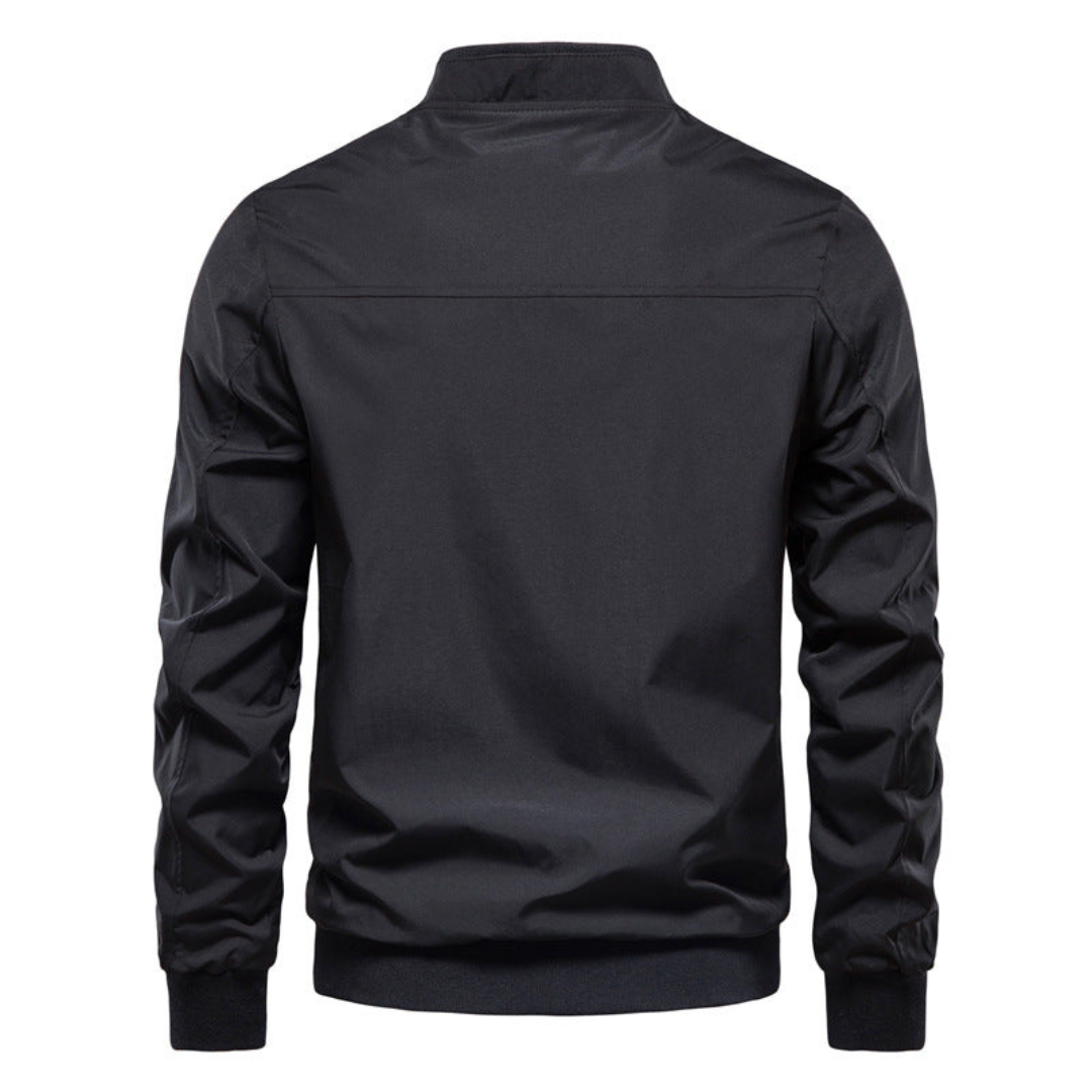 Men's sleek zip-up bomber jacket - versatile lightweight outerwear for all seasons