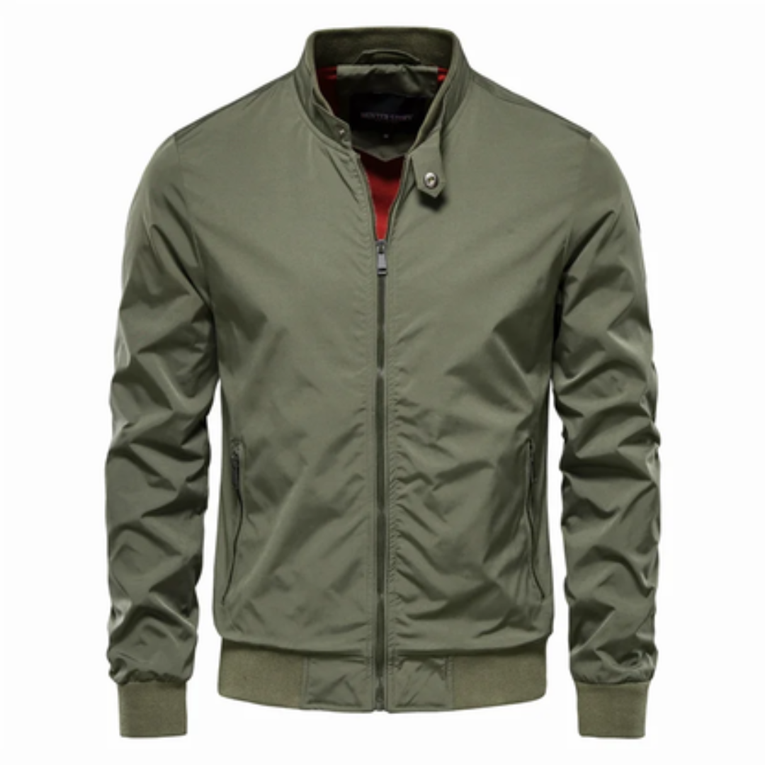 Men's sleek zip-up bomber jacket - versatile lightweight outerwear for all seasons
