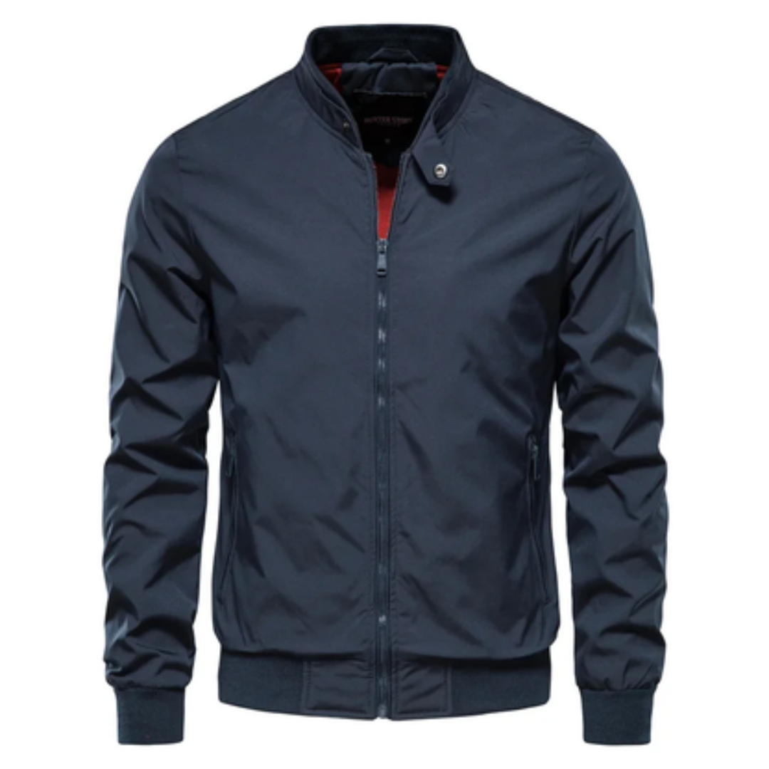 Men's sleek zip-up bomber jacket - versatile lightweight outerwear for all seasons