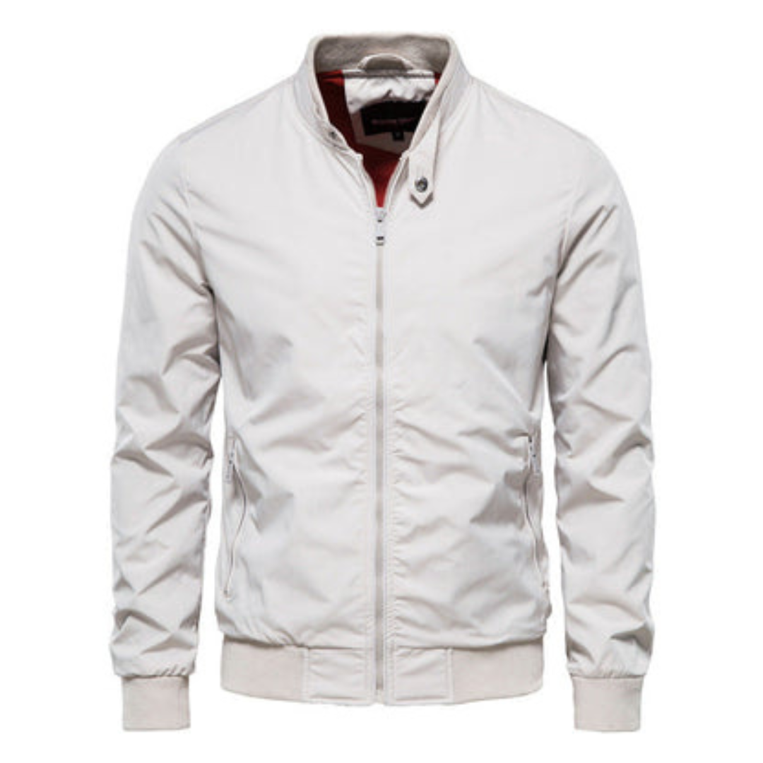 Men's sleek zip-up bomber jacket - versatile lightweight outerwear for all seasons