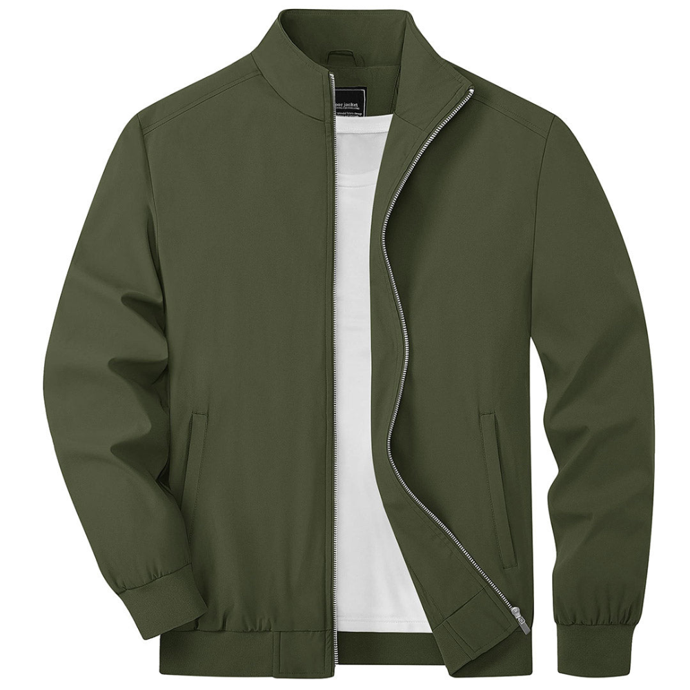 Men's bomber jacket lightweight outerwear - sleek zip-up casual attire