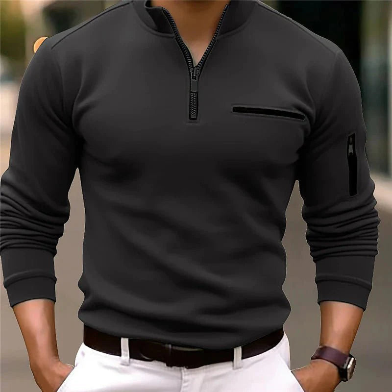 Men's half-zip pullover lightweight casual jumper - stylish everyday wear