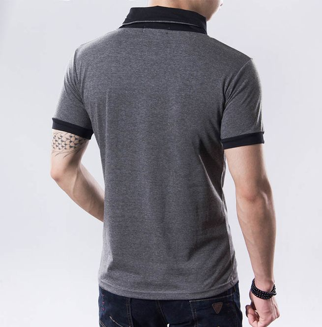 Men's short sleeve t-shirt distinctive collar casual wear - modern everyday style, soft fabric