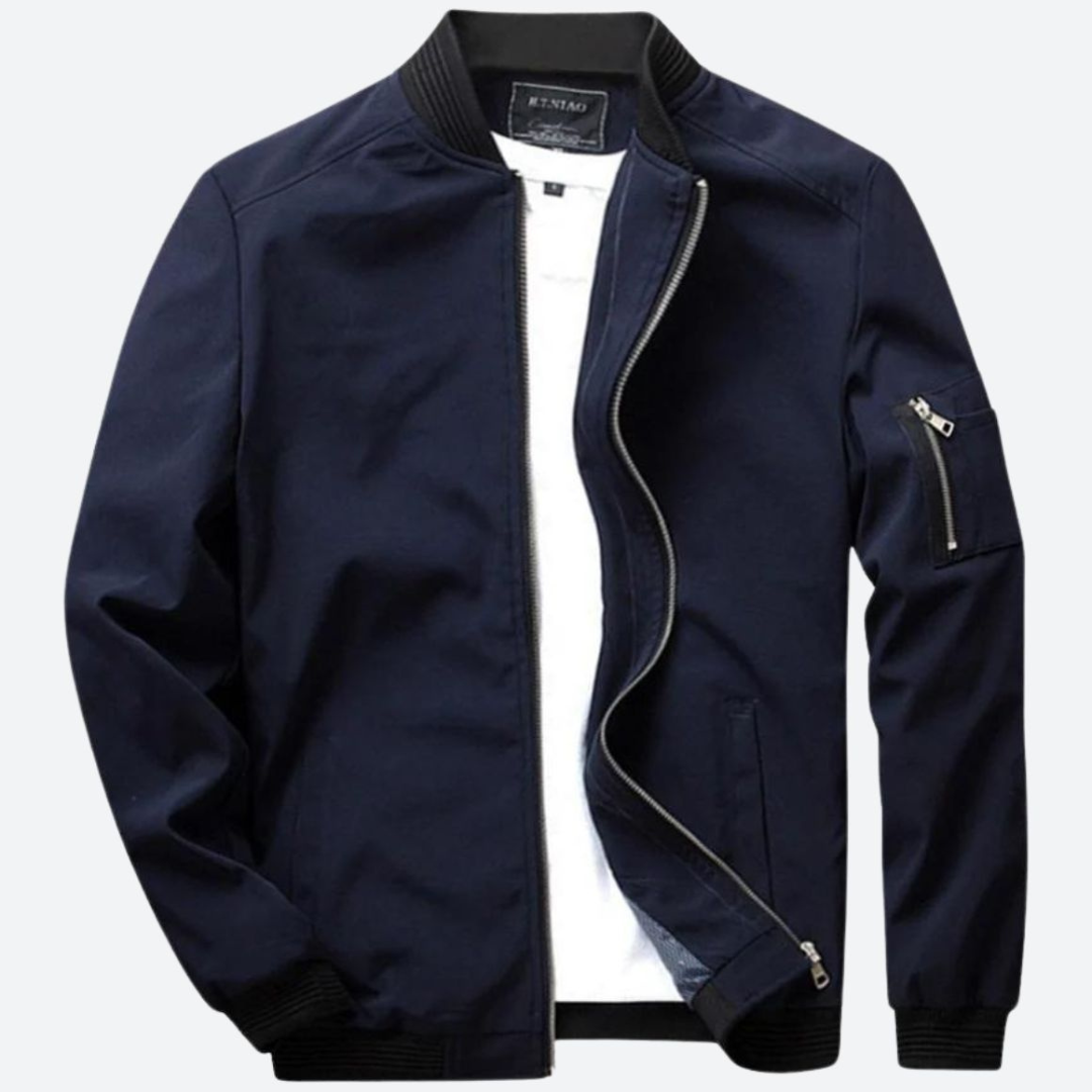 Men's lightweight bomber jacket casual everyday wear - trendy zip-up outerwear for versatile styling