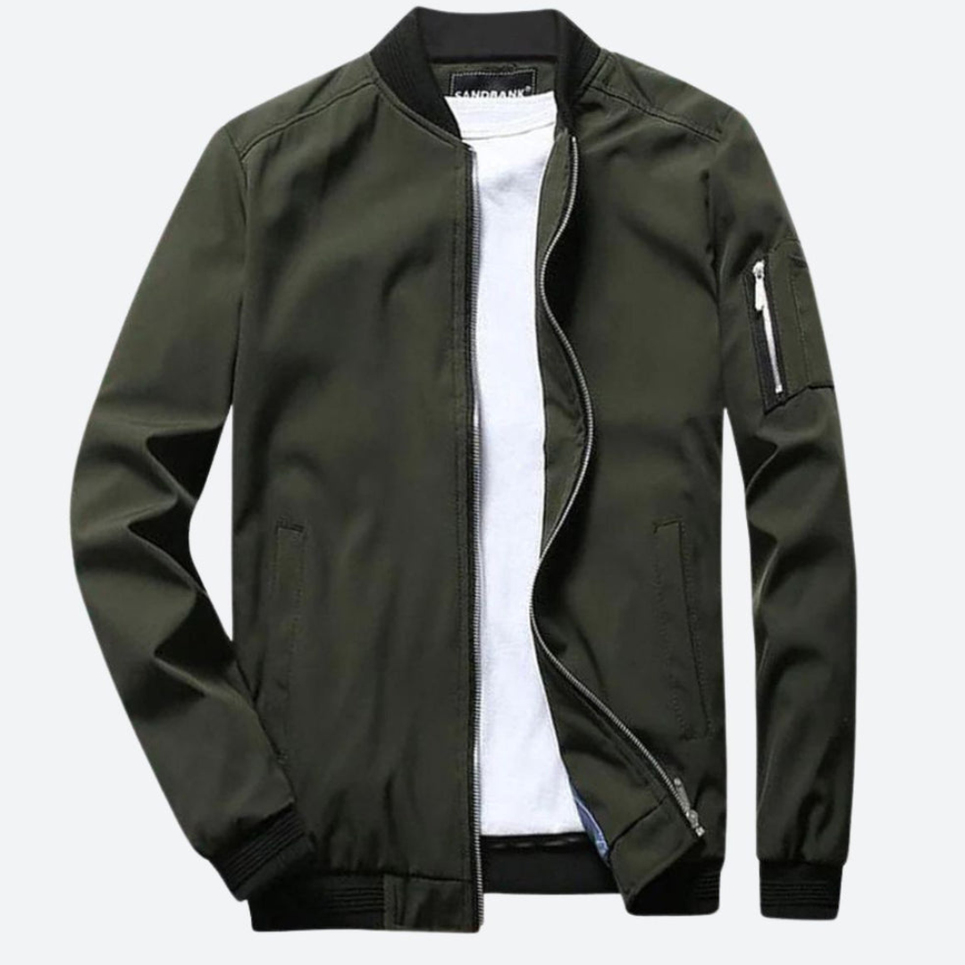 Men's lightweight bomber jacket casual everyday wear - trendy zip-up outerwear for versatile styling