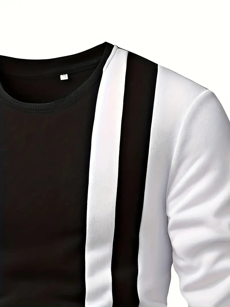 Men's casual pullover modern colour block design for everyday wear - versatile layering top in soft fabric