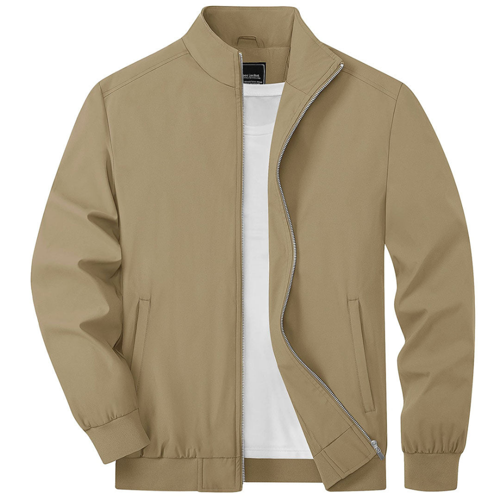 Men's bomber jacket lightweight outerwear - sleek zip-up casual attire
