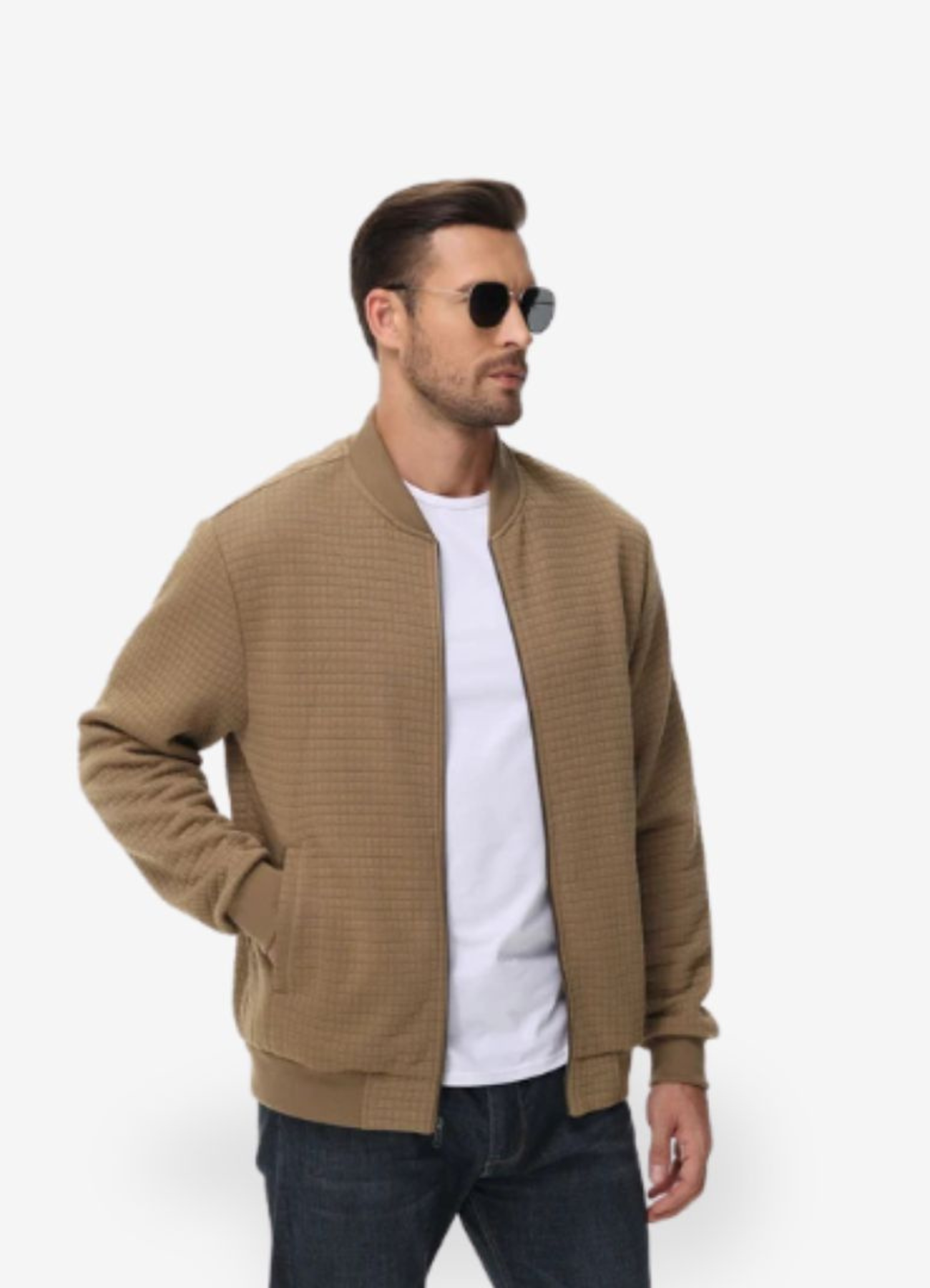 Men's zip-up bomber jacket casual everyday wear - stylish soft fabric with functional pockets