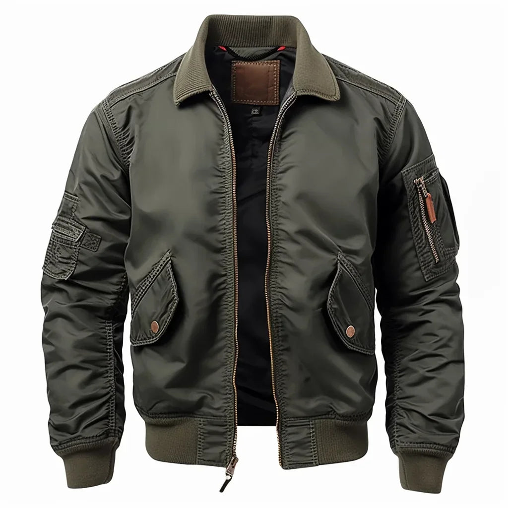 Men's green bomber jacket - versatile lightweight outerwear for casual style