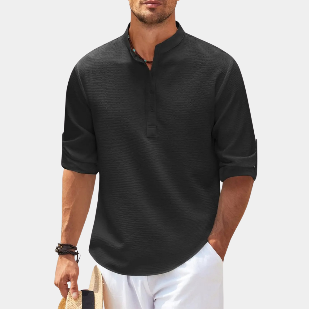 Men's lightweight henley shirt - versatile long sleeve top for casual summer wear
