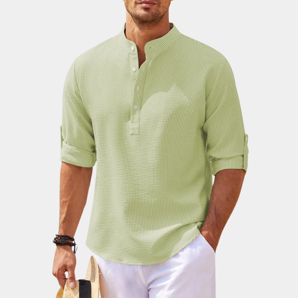 Men's lightweight henley shirt - versatile long sleeve top for casual summer wear