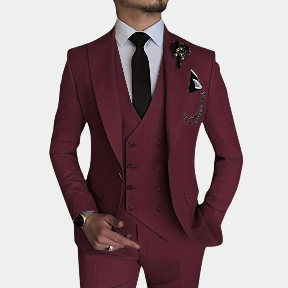 3-piece tailored suit - refined men's formal ensemble