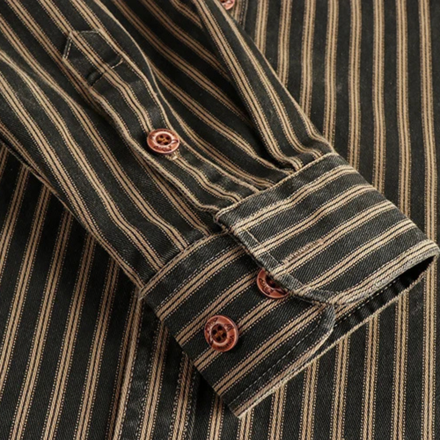 Men's casual shirt durable long sleeve striped design - versatile office and weekend wear