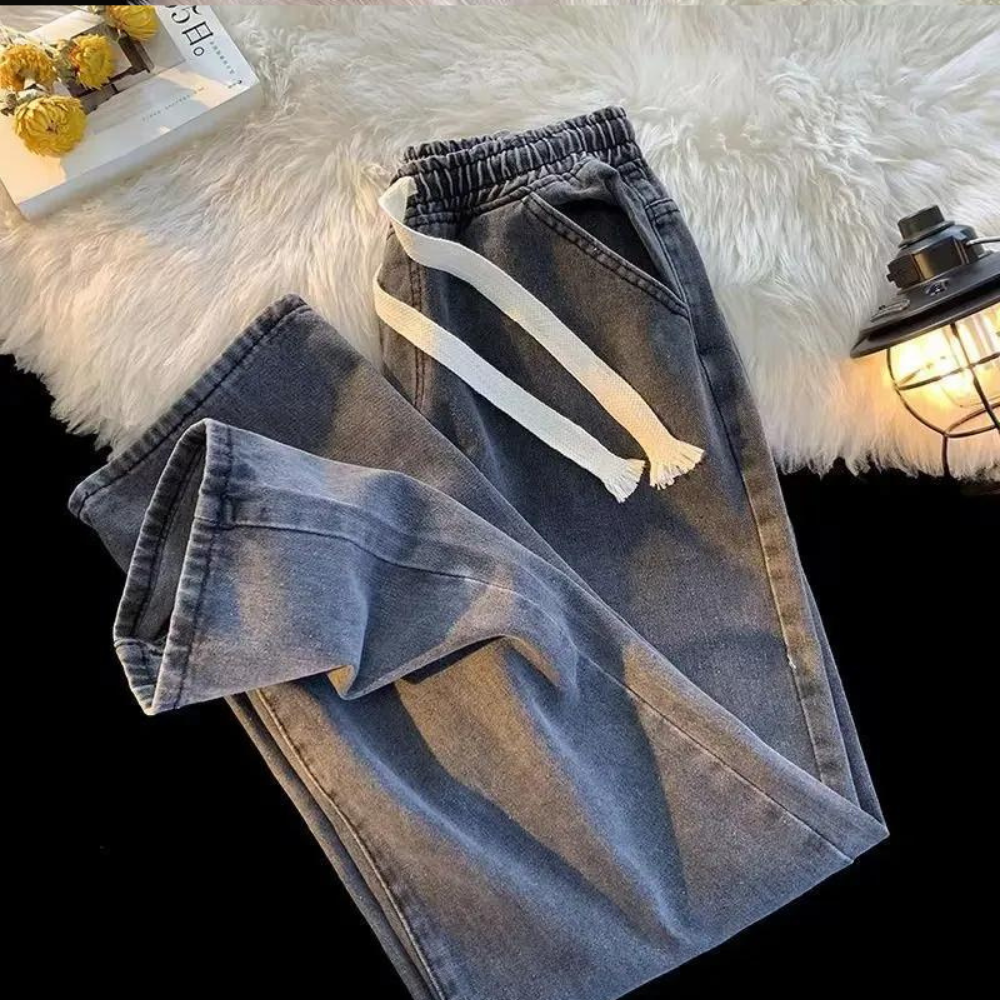 Men's casual trousers relaxed fit denim style - lightweight summer everyday wear