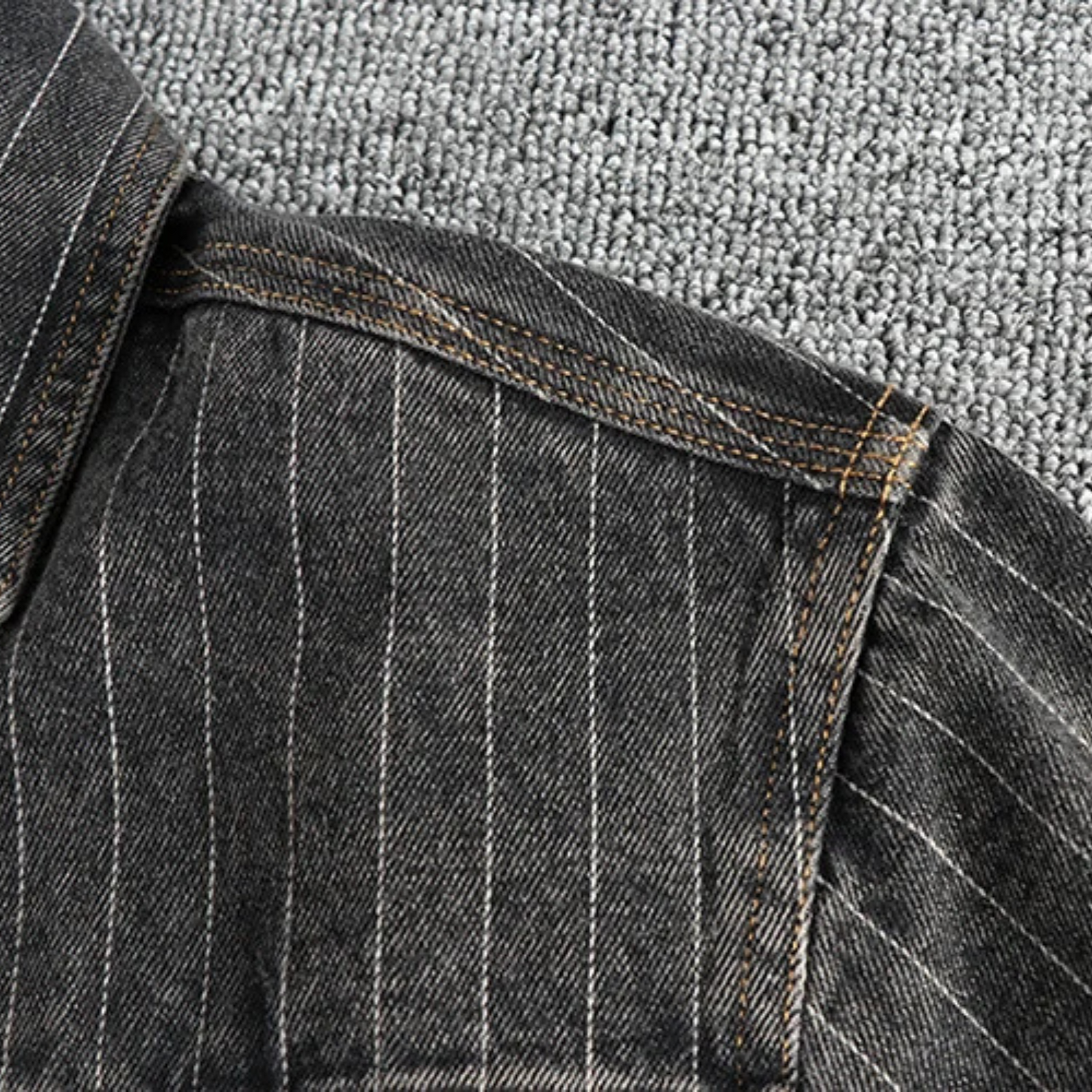 Men's casual shirt modern striped denim top in grey - stylish weekend attire