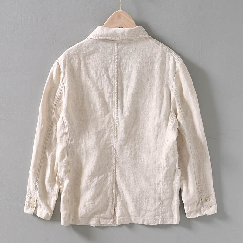Men's linen blazer lightweight summer jacket - stylish office attire with functional pockets