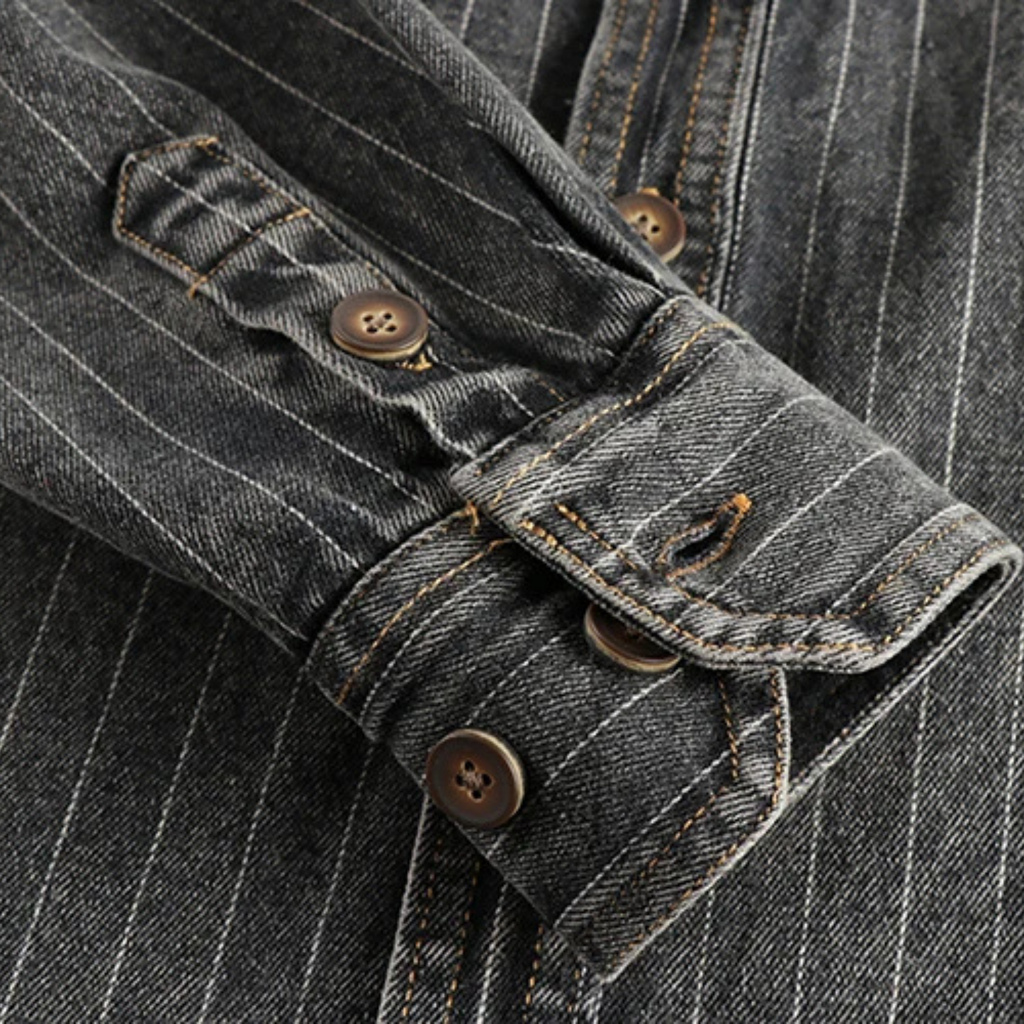 Men's casual shirt modern striped denim top in grey - stylish weekend attire