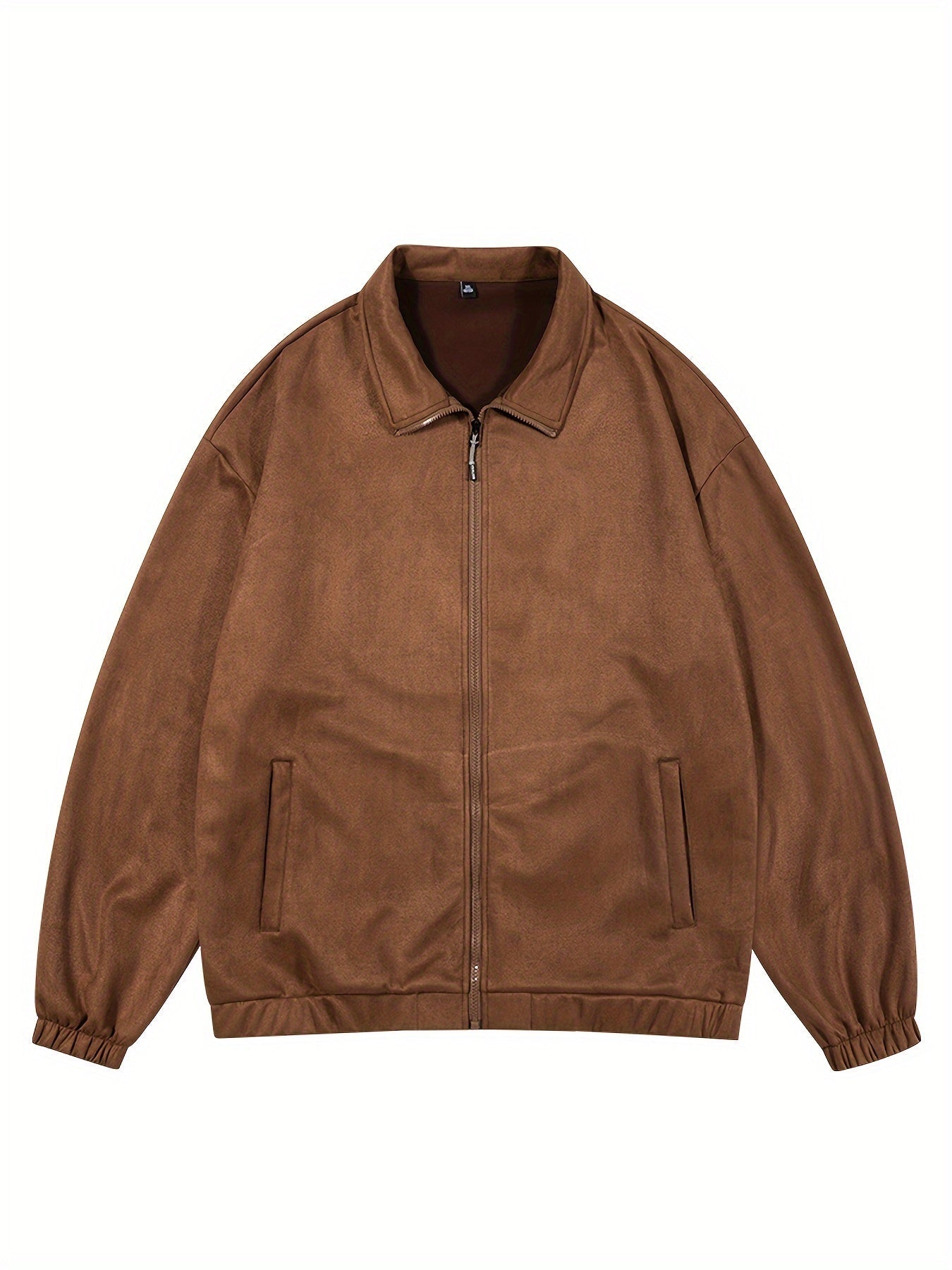 Men's zip-up jacket - sleek brown lightweight outerwear for everyday style