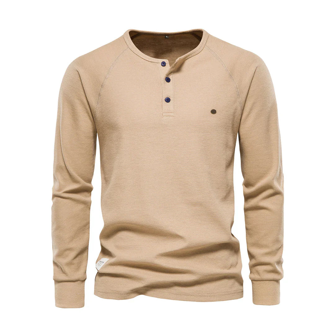 Men's henley t-shirt - soft fabric top for outings and everyday wear
