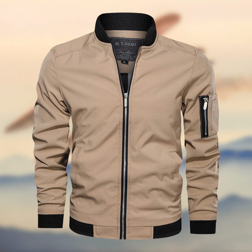 Men's stylish lightweight bomber jacket - versatile zip-up outerwear for everyday wear