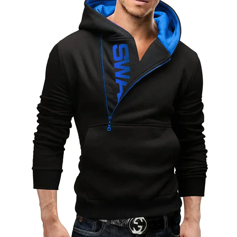 Men's zip-up hoodie - contemporary pullover with side zip for casual wear