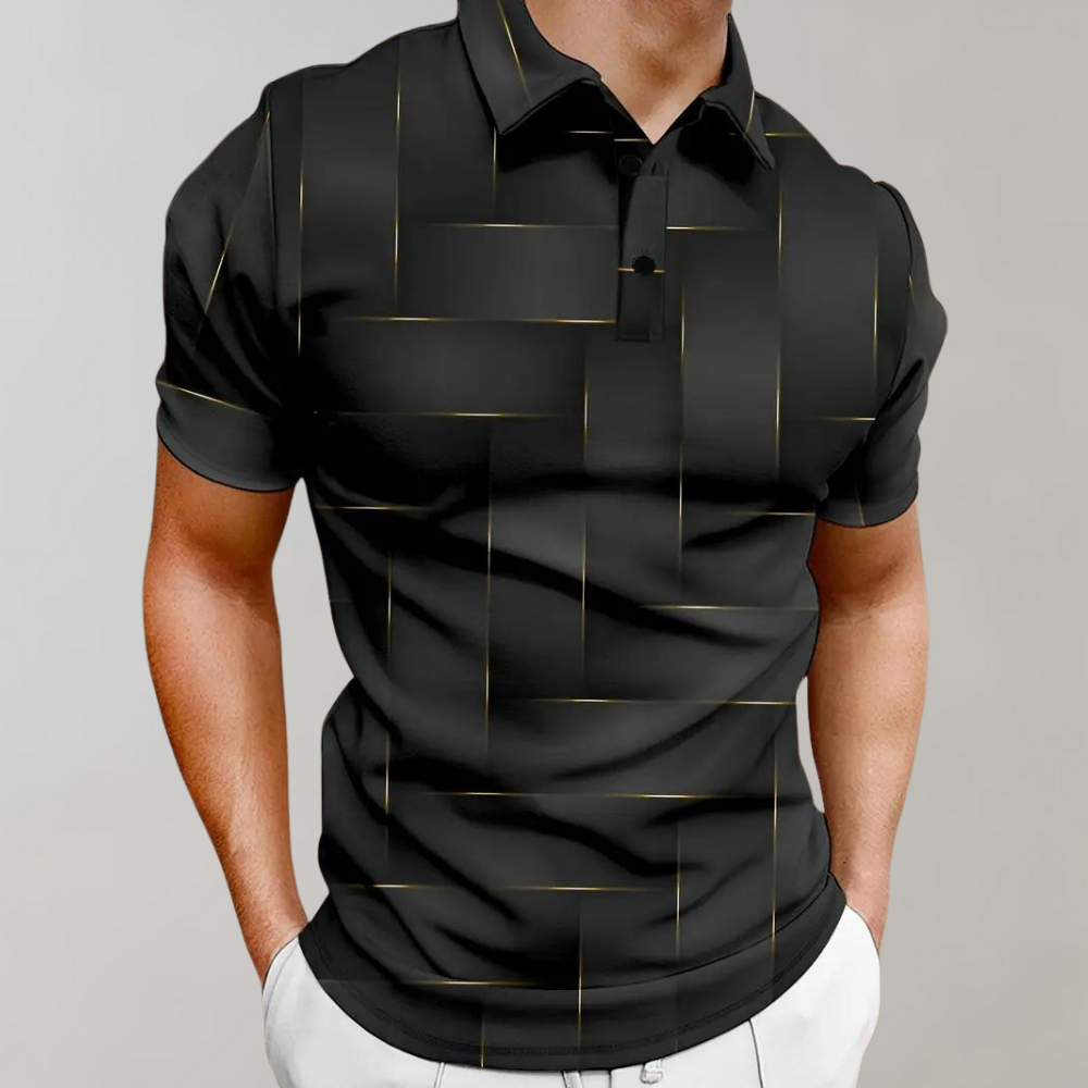 Men's polo shirt modern casual attire - unique pattern short sleeve top for relaxed days