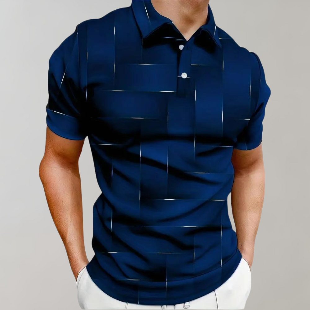 Men's polo shirt modern casual attire - unique pattern short sleeve top for relaxed days