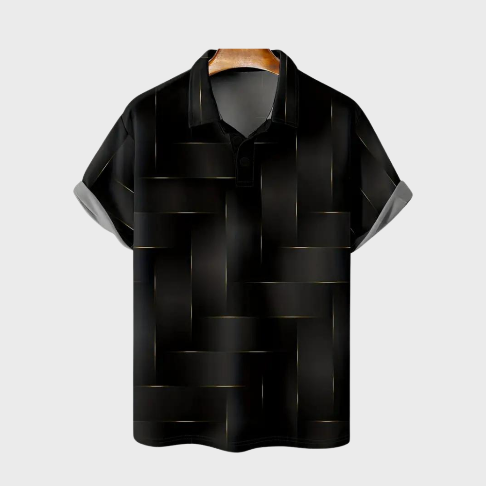 Men's polo shirt modern casual attire - unique pattern short sleeve top for relaxed days