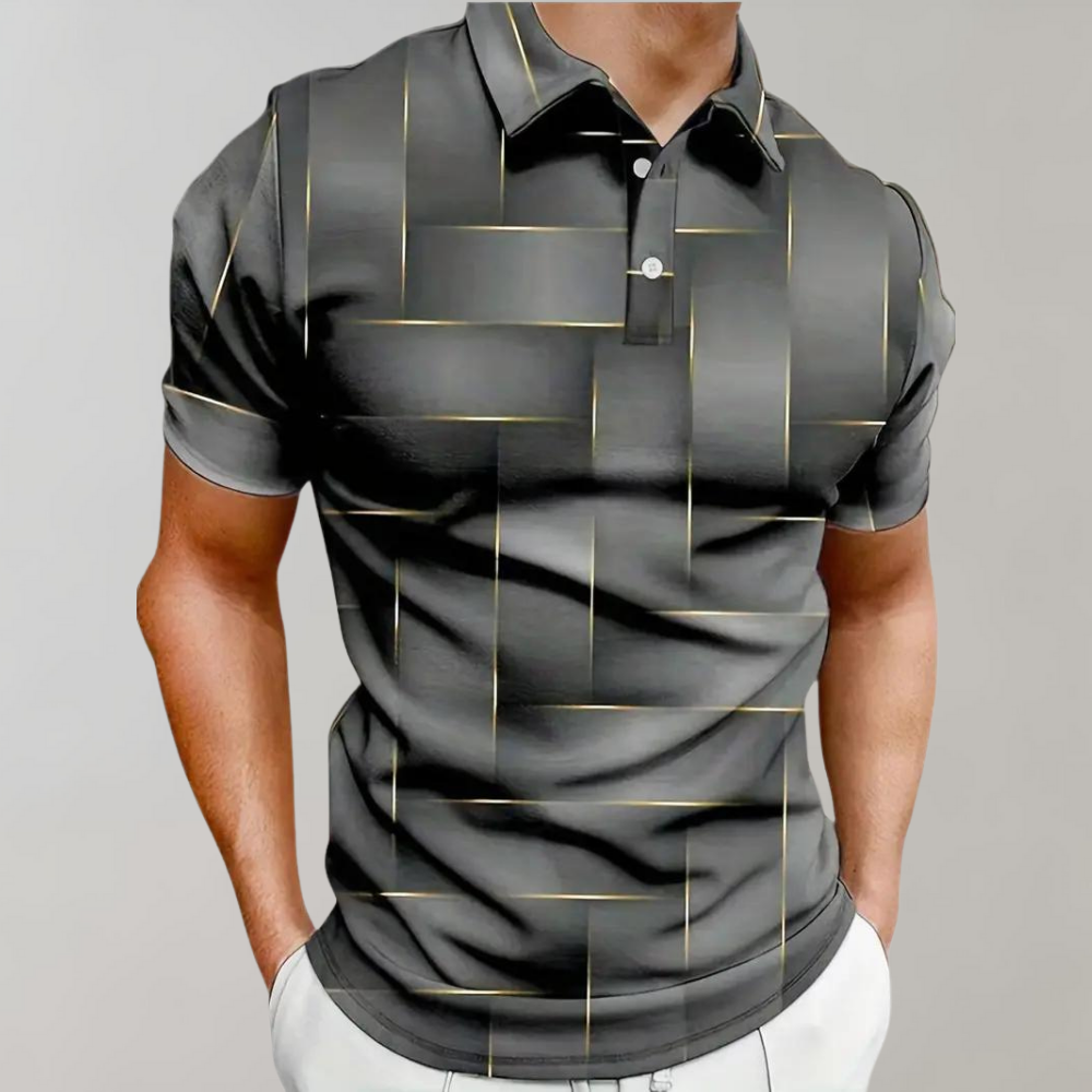 Men's polo shirt modern casual attire - unique pattern short sleeve top for relaxed days