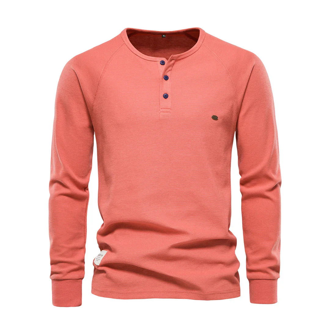 Men's henley t-shirt - soft fabric top for outings and everyday wear