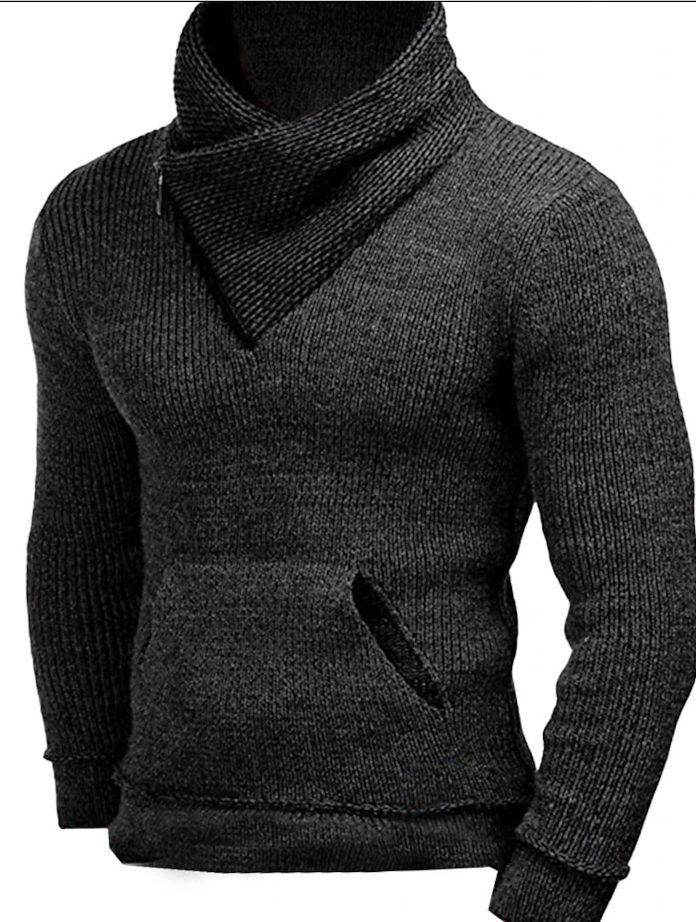 Men's ribbed winter pullover - premium knit fabric for casual wear