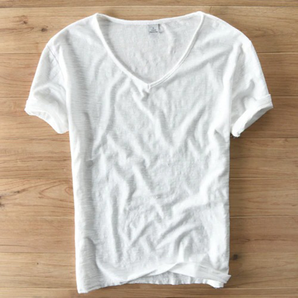 Men's v-neck t-shirt soft cotton blend casual wear - lightweight short sleeve top for everyday comfort
