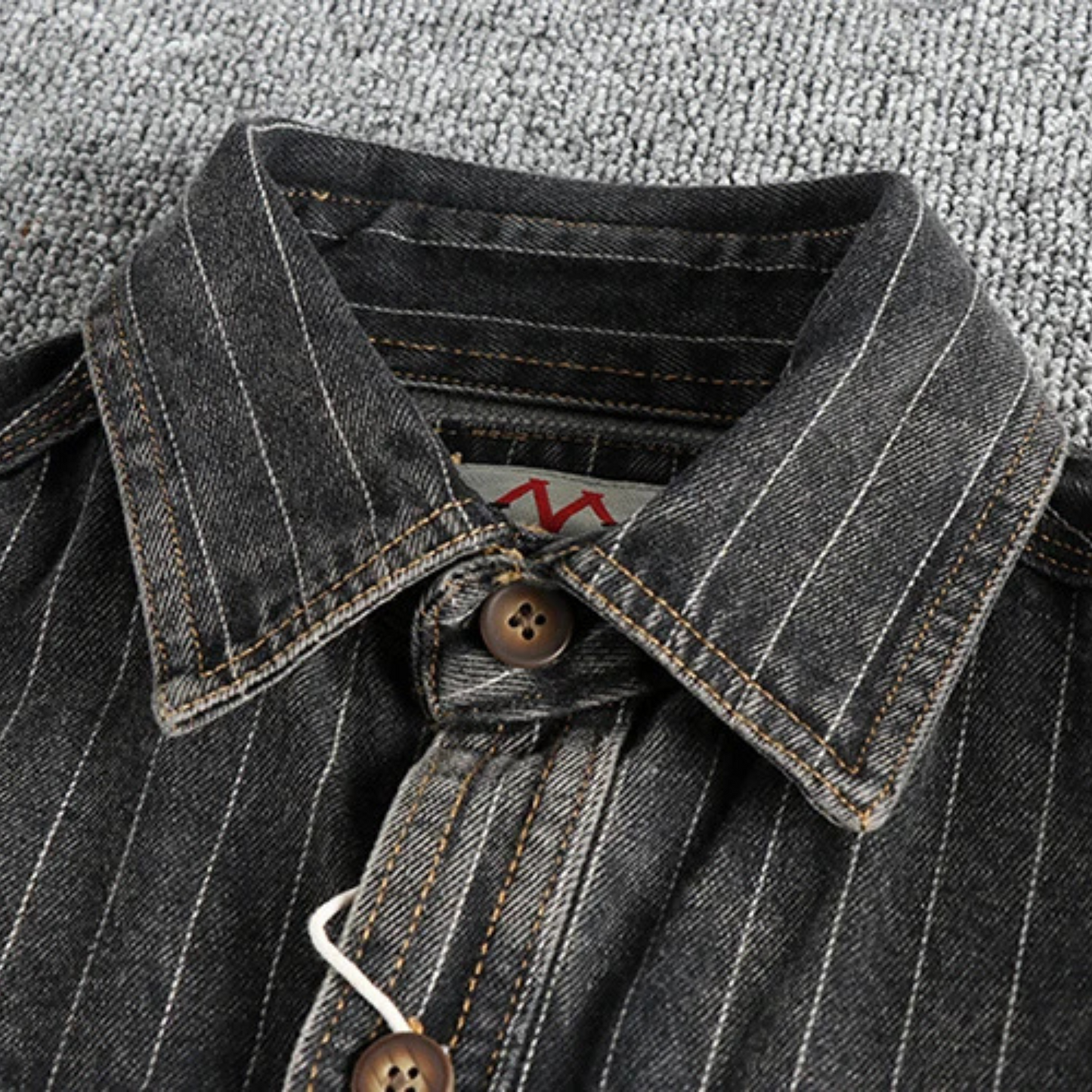 Men's casual shirt modern striped denim top in grey - stylish weekend attire