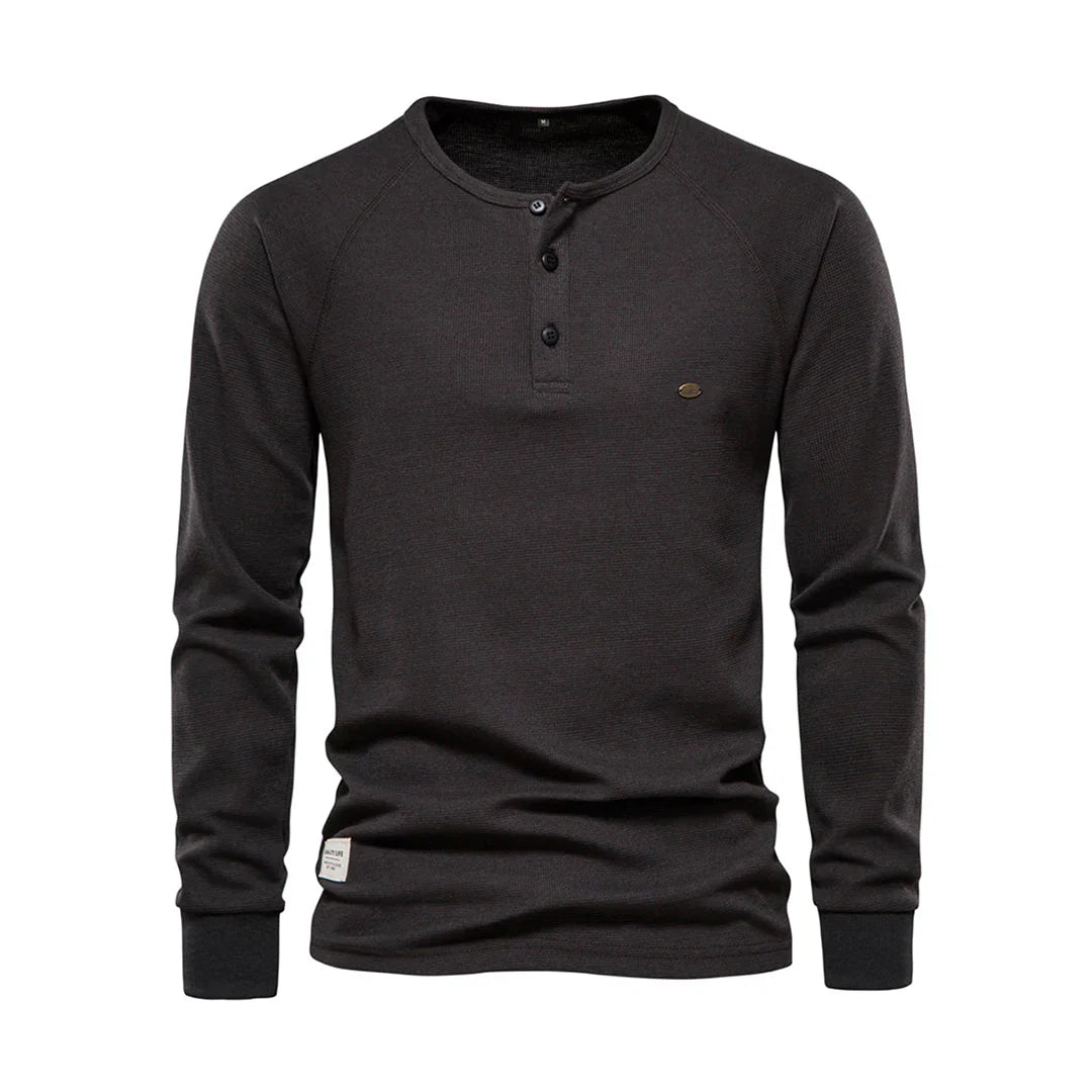 Men's henley t-shirt - soft fabric top for outings and everyday wear