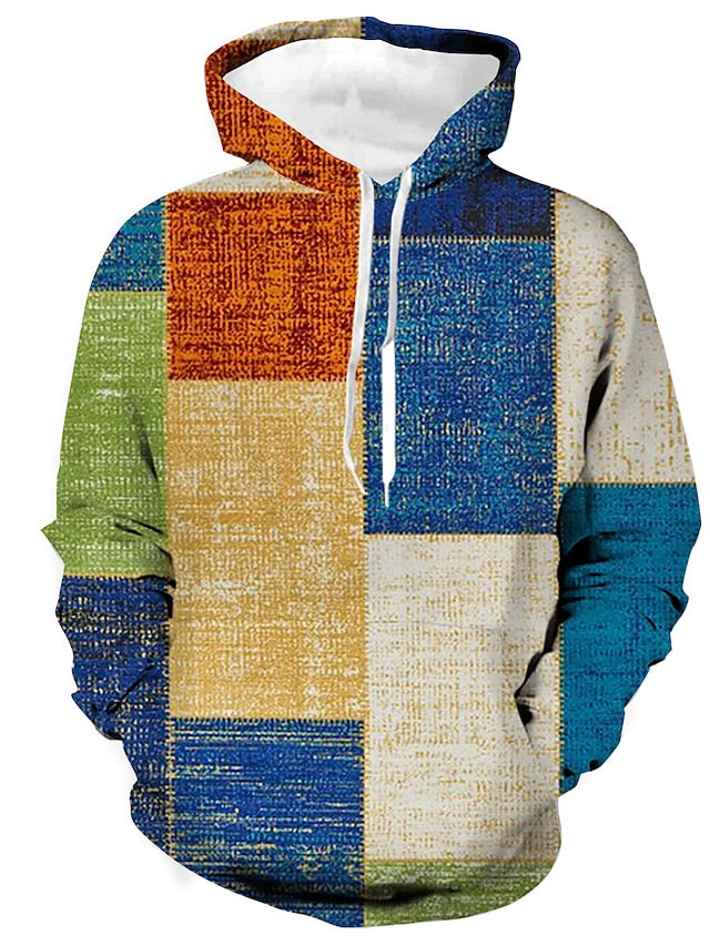 Men's patchwork design hoodie - stylish winter attire for everyday