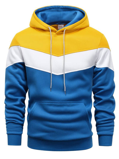 Men's hoodie - modern color block pullover for casual wear with front pocket
