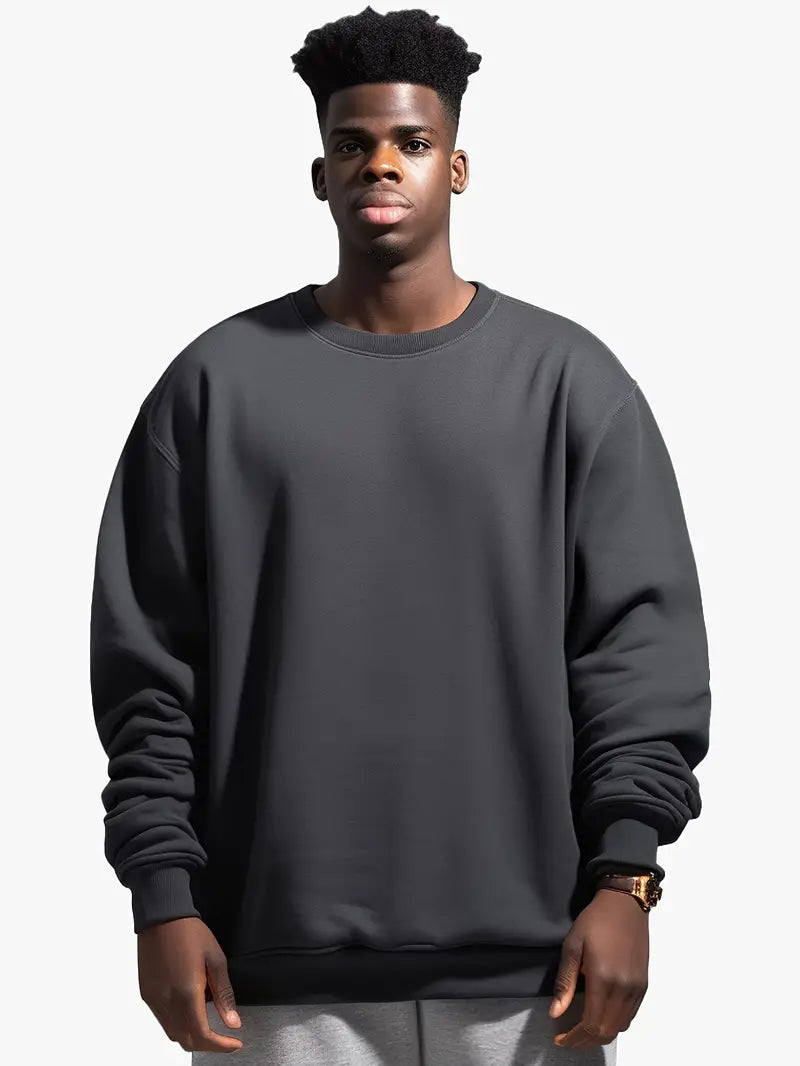 Men's casual sweatshirt relaxed fit jumper - cozy round neck for everyday wear