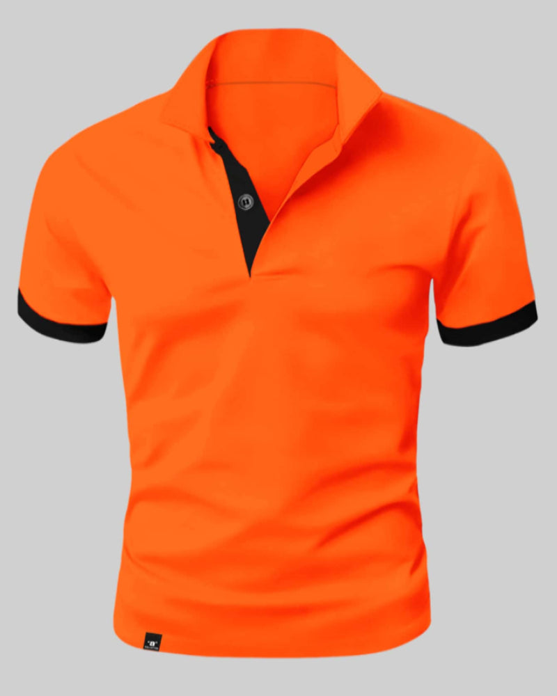 Men's stylish orange polo shirt with striking details - casual attire for everyday wear