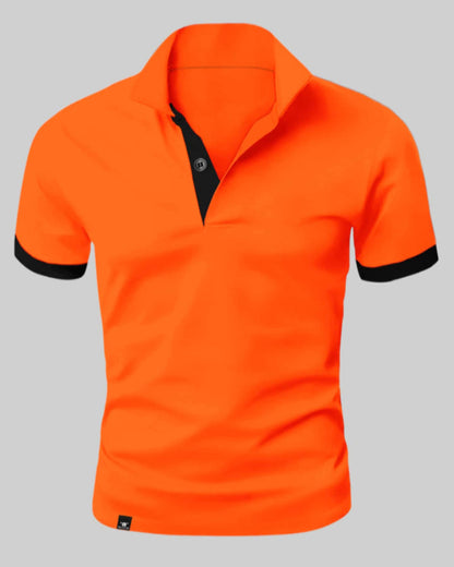 Men's stylish orange polo shirt with striking details - casual attire for everyday wear