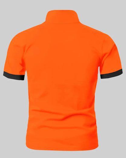 Men's stylish orange polo shirt with striking details - casual attire for everyday wear