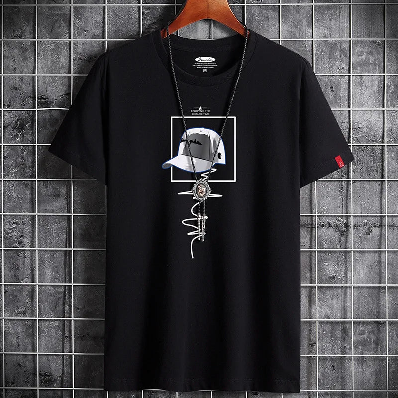 Men's casual t-shirt modern graphic print short sleeve - comfortable everyday tee for relaxed outings