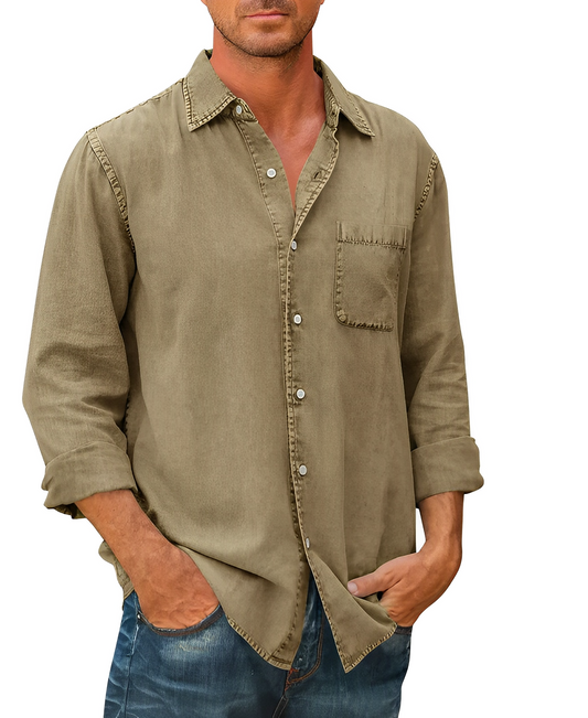 Men's casual shirt relaxed fit long sleeve top - versatile design for everyday wear
