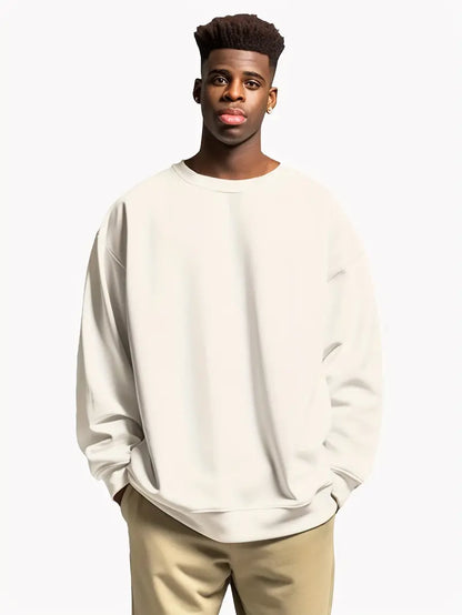 Men's casual sweatshirt relaxed fit jumper - cozy round neck for everyday wear