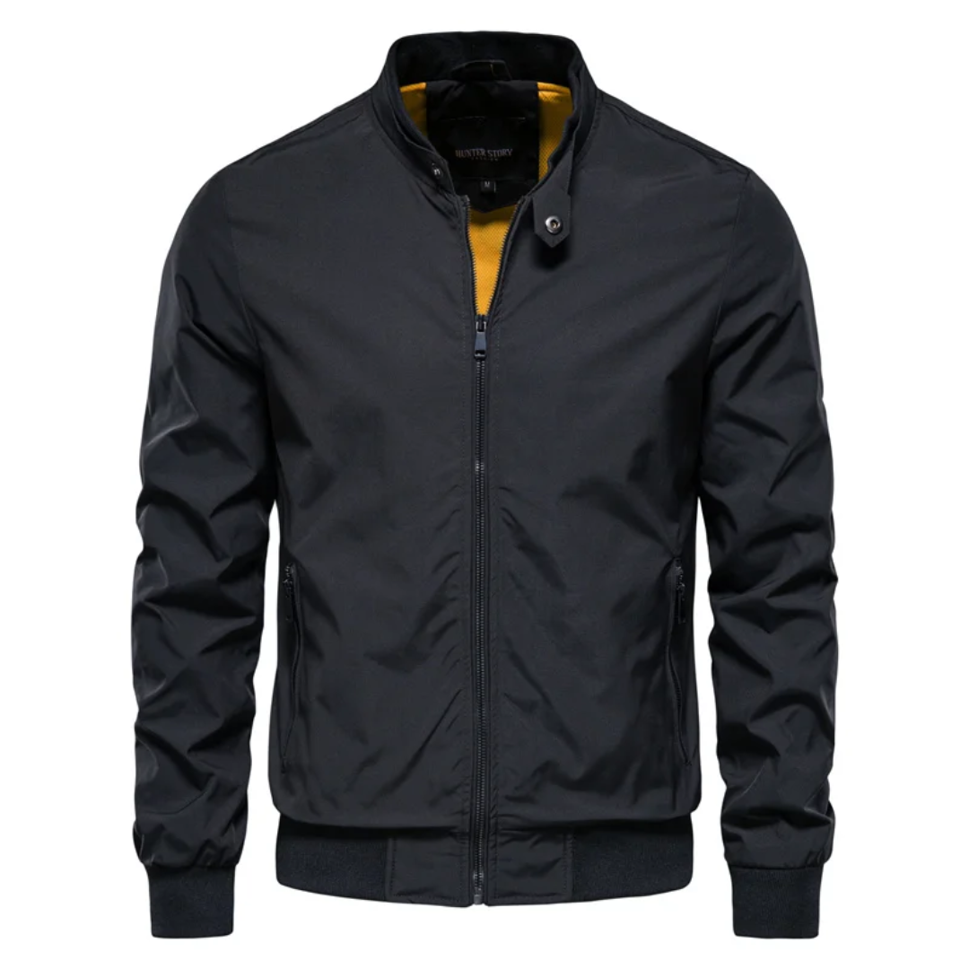 Men's sleek zip-up bomber jacket - versatile lightweight outerwear for all seasons